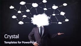  Presentation with network - Beautiful slide deck featuring young businessman is standing at the park and using digital tablet backdrop and a light gray colored foreground.