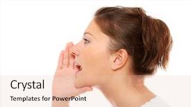  Presentation with talking heads - Presentation theme featuring talking heads - closeup of a young girl background and a lemonade colored foreground