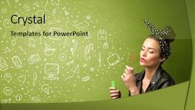  Presentation with talking heads - Colorful presentation design enhanced with talking heads - cute girl blowing hand drawn backdrop and a yellow colored foreground