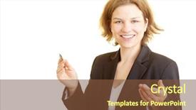  Presentation with talking heads - Cool new slides with talking heads - happy consultant delivering a speech backdrop and a tawny brown colored foreground