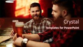  Presentation with bar - Slide deck consisting of happy hour - talking in bar background and a tawny brown colored foreground