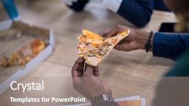  Presentation with business group meeting - Cool new theme with talking laughing on lunch time backdrop and a gray colored foreground