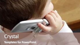  Presentation with talking on phone - Colorful slide set enhanced with talking on a cellular phone backdrop and a coral colored foreground