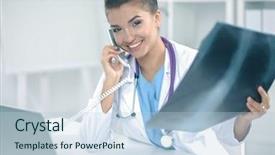  Presentation with trainee nurse sitting by female - Presentation theme enhanced with talking on phone in diagnostic background and a lemonade colored foreground