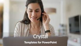  Presentation with home office - Slide set featuring talking on phone with headset background and a gray colored foreground