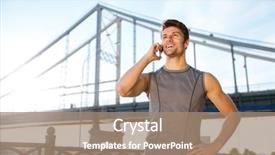  Presentation with sports - Amazing theme having talking on the mobile phone backdrop and a  colored foreground