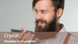  Presentation with white and yellow - Amazing slide set having talking on the phone found backdrop and a  colored foreground