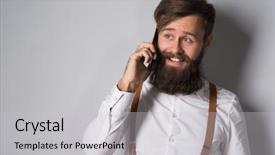  Presentation with yellow - Colorful slide deck enhanced with talking on the phone found backdrop and a  colored foreground