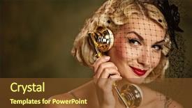  Presentation with retro - Beautiful presentation featuring talking on the phone retro backdrop and a tawny brown colored foreground