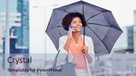  Presentation with bad weather - PPT theme with talking phone - business bad weather and people background and a light blue colored foreground