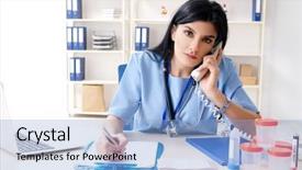  Presentation with gynecologist - Colorful PPT theme enhanced with talking phone - female doctor gynecologist working backdrop and a light blue colored foreground