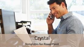  Presentation with home office - Slide deck having talking phone - man working in home office background and a coral colored foreground