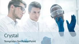  Presentation with on glass board - Slides featuring talking standing near a glass background and a sky blue colored foreground