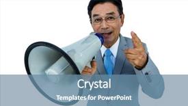  Presentation with asian - Cool new PPT theme with talking through megaphone on withe backdrop and a  colored foreground