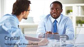  Presentation with gala new orleans - Theme consisting of talking to a new employee background and a light blue colored foreground