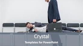  Presentation with tired - PPT theme with talking to a tired visitor background and a gray colored foreground