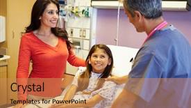  Presentation with hospital buildings - Presentation theme with talking to consultant in hospital background and a coral colored foreground