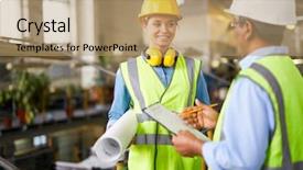  Presentation with foreman - Colorful presentation theme enhanced with talking to foreman backdrop and a coral colored foreground