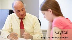  Presentation with school counselor - Cool new presentation theme with talking to high school counselor backdrop and a lemonade colored foreground