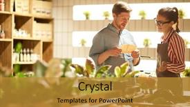  Presentation with personal assistant to director - Colorful PPT theme enhanced with talking to one of visitor backdrop and a gold colored foreground