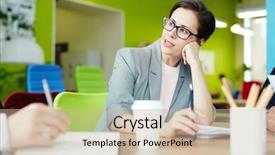  Presentation with mortgage partners - PPT theme with talking to partners at meet background and a soft green colored foreground