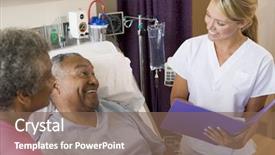  Presentation with bed - Theme having talking to senior couples making background and a violet colored foreground