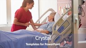  Presentation with geriatric - Slides having talking to senior female patient background and a ocean colored foreground