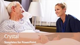  Presentation with nurse a male patient - Cool new PPT layouts with talking to senior male patient backdrop and a coral colored foreground