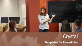  Presentation with college students - PPT theme consisting of talking to students in college background and a tawny brown colored foreground