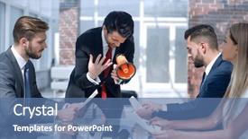  Presentation with team - Slide deck consisting of talking to the business team background and a ocean colored foreground