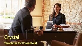  Presentation with hotel - Presentation enhanced with talking to woman at hotel background and a wine colored foreground