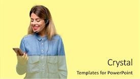  Presentation with call center performance reporting - Cool new slide deck with talking using a smartphone mobile backdrop and a white colored foreground