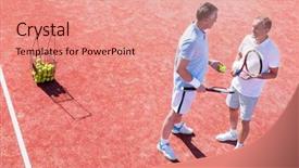  Presentation with court - Colorful theme enhanced with talking while standing on tennis backdrop and a coral colored foreground