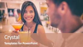  Presentation with alcoholic beverage - Cool new presentation theme with talking with drinks at restaurant backdrop and a coral colored foreground