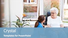  Presentation with wheelchair - Slide set featuring talking with nurse in retirement background and a light blue colored foreground