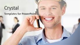  Presentation with cell phone towers - Colorful presentation design enhanced with talks on his cell phone backdrop and a  colored foreground