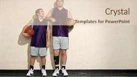  Presentation with basketball players - Amazing slide deck having tall and short basketball players backdrop and a lemonade colored foreground