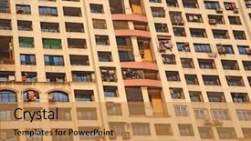  Presentation with tall building - Beautiful slide set featuring tall apartment building in mumbai backdrop and a gold colored foreground