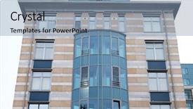  Presentation with tall building - Beautiful slide deck featuring tall apartment building in russia backdrop and a seafoam green colored foreground