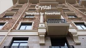  Presentation with tall building - Colorful presentation design enhanced with tall apartment building in russia backdrop and a violet colored foreground