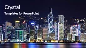  Presentation with hong kong - Slide deck featuring tall buildings - hong kong skyline at night background and a wine colored foreground