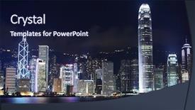  Presentation with hong kong - Cool new PPT layouts with tall buildings - hong kong skyline at night backdrop and a wine colored foreground
