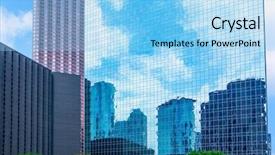  Presentation with mirror reflection - Presentation with tall buildings - houston downtown skyscrapers disctrict background and a light blue colored foreground