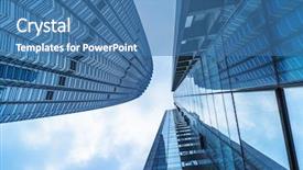  Presentation with low angle view of hockey - Theme with tall buildings - low angle view of skyscrapers background and a  colored foreground