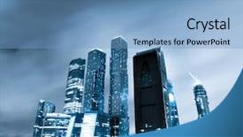  Presentation with tall buildings - Theme having tall buildings - modern glass silhouettes of skyscrapers background and a light blue colored foreground