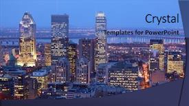  Presentation with tall buildings - Amazing presentation design having tall buildings - montreal skyline by night dusk backdrop and a light blue colored foreground