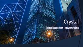  Presentation with tall buildings - Colorful PPT theme enhanced with tall buildings - night cityscape with skyscrapers backdrop and a navy blue colored foreground