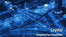  Presentation with tall buildings - Beautiful presentation theme featuring tall buildings - night panorama of dubai transport backdrop and a ocean colored foreground