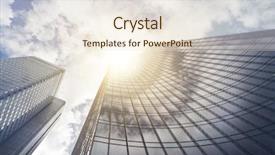  Presentation with skyscraper - Presentation having tall buildings - office skyscraper building in frankfurt background and a sky blue colored foreground