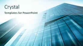  Presentation with industry future - PPT theme enhanced with tall buildings - panoramic and perspective wide angle background and a cool aqua colored foreground